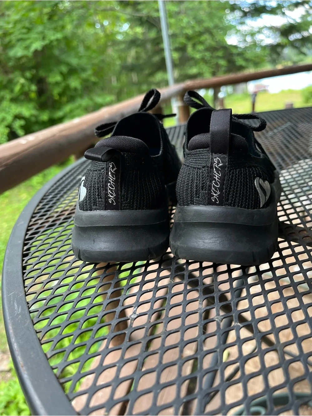 Skechers Kids All-Black Knit Lace-Up Sneakers